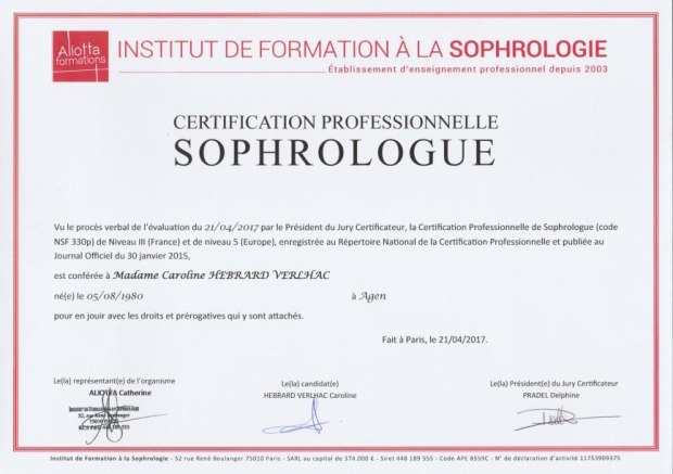 RNCP sophrologue Caroline Hebrard